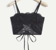 Lace Trim Lace Up Cami Top