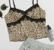 Lace Trim Leopard Cami Top