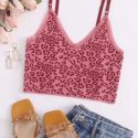 Lace Trim Leopard Knit Cami Top