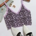 Lace Trim Leopard Knit Cami Top