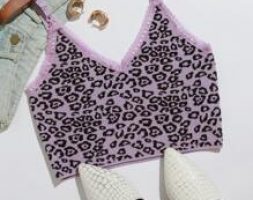 Lace Trim Leopard Knit Cami Top