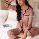 Lace Trim Pocket Front PJ Set