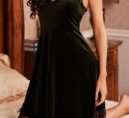 Lace Trim Velvet Slip Dress