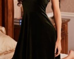 Lace Trim Velvet Slip Dress