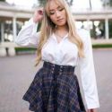 Lace-Up Plaid Skater Skirt