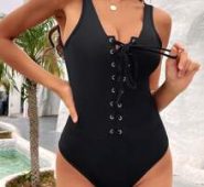 Lace Up Solid Tank Bodysuit