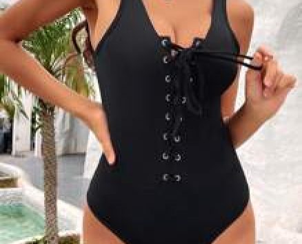 Lace Up Solid Tank Bodysuit