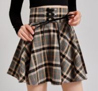 Lace-Up Waisted Plaid Skirt