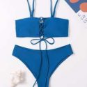 Lace-up Front Bikini Swimsuit