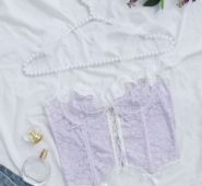 Lace-up Front Floral Lace Underwire Bra