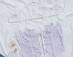 Lace-up Front Floral Lace Underwire Bra