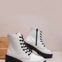 Lace-up Front Side Zipper Chunky Boots