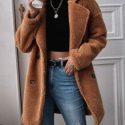 Lapel Collar Double Breasted Teddy Coat