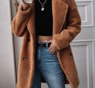 Lapel Collar Double Breasted Teddy Coat