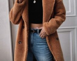 Lapel Collar Double Breasted Teddy Coat