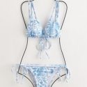 Leaf Print Tie Side Bikini Swimsuit