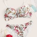 Leaf Print Underwire Lingerie Set