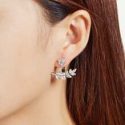 Leaf & Flower Design Rhinestone Ear Jacket