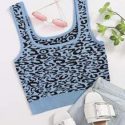 Leopard Crop Knit Tank Top