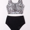 Leopard Knot High Waist Bikini Swimsuit