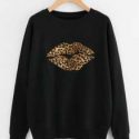 Leopard Lip Print Sweatshirt