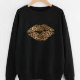 Leopard Lip Print Sweatshirt