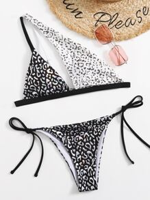 Leopard One Shoulder Bikini Swimsuit