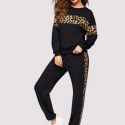 Leopard Panel Pullover and Joggers Set