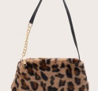 Leopard Pattern Fluffy Shoulder Bag