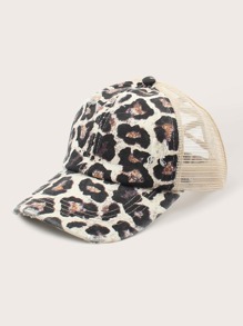 Leopard Pattern Mesh Baseball Cap