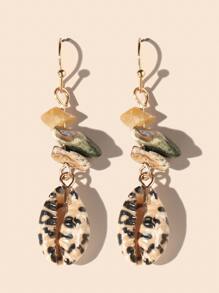 Leopard Pattern Shell Drop Earrings