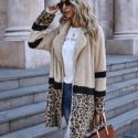 Leopard Print Open Front Teddy Coat