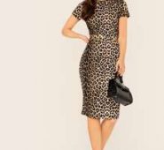 Leopard Print Pencil Dress Without Belt