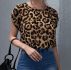 Leopard Print Semi-Sheer Rolled Cuff Top