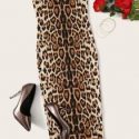 Leopard Print Tube Bodycon Midi Dress