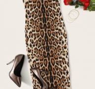 Leopard Print Tube Bodycon Midi Dress