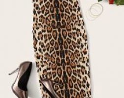 Leopard Print Tube Bodycon Midi Dress