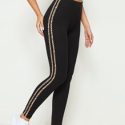 Leopard Side Striped Skinny Leggings