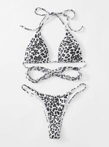 Leopard Triangle Bikini Swimsuit