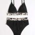 Leopard Trim High Waist Bikini Swimsuit