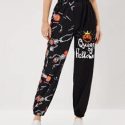 Letter And Skeleton & Halloween Print Sweatpants