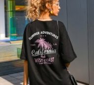 Letter And Tropical Print Oversized Tee