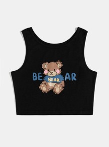 Letter Bear Graphic Tank Top