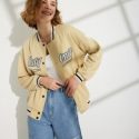 Letter Button Front Baseball Jacket