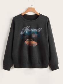 Letter Car Graphic Sweatshirt