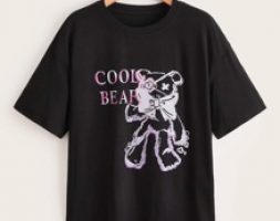 Letter Cartoon Bear Graphic Tee