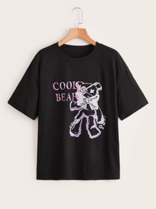 Letter Cartoon Bear Graphic Tee