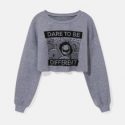 Letter Cartoon Graphic Crop Sweatshirt