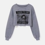 Letter Cartoon Graphic Crop Sweatshirt