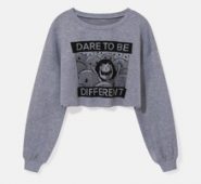Letter Cartoon Graphic Crop Sweatshirt
